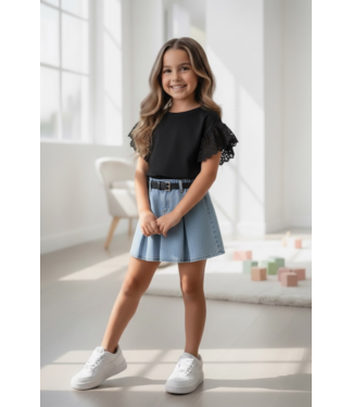 Belted denim Skirt - Licht Blauw