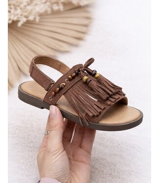Boho Fringe Sandalen - Marron