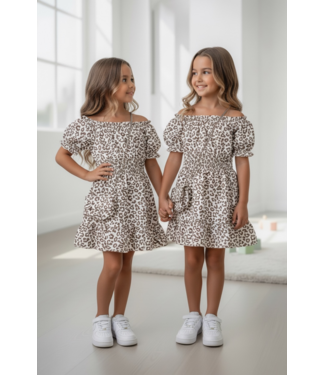 Leopard Summer Dress (Met tasje) - Beige