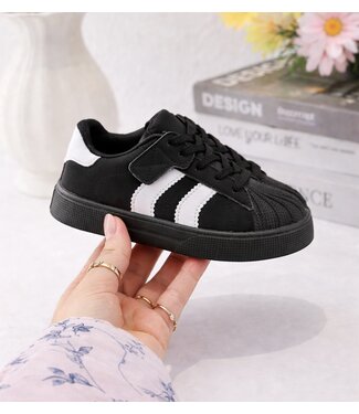 White Stripe Sneakers - Zwart