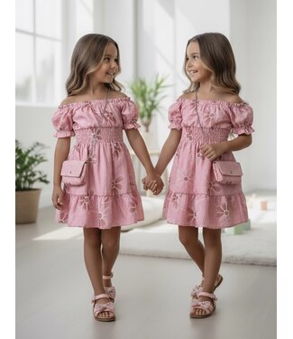 Cute Flower Summer Dress (Met Tasje) - Roze