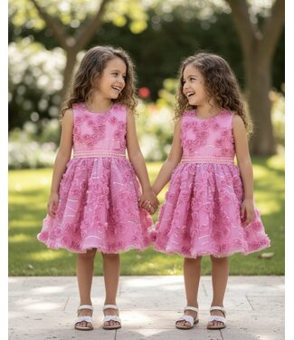 Big Flower Dress - Fuschia