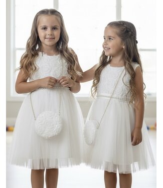 Bloemen Tule jurk (Met Tasje) - Wit (Verzenddatum 27 april)