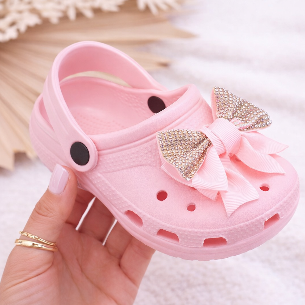 Sparkle Bow Clogs - Roze