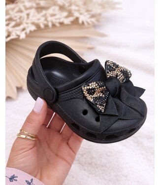 Sparkle Bow Clogs - Zwart/Leopard