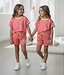 Cute Stripe Short Set - Oranje/Roze