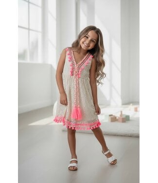 Ibiza Dress - Beige/Neon