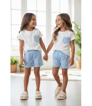 Leopard Pocket Short Set - Blauw