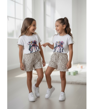 K-Pop Leopard Short Set - Beige