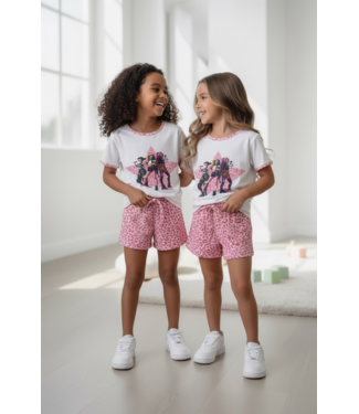 K-Pop Leopard Short Set - Roze