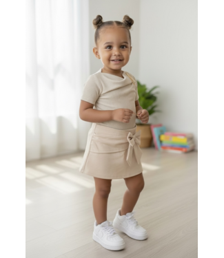 Bow Skort & Body Set - Beige