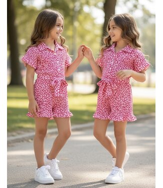 Draakjes en Boefjes Leopard Jumpsuit - Fuschia