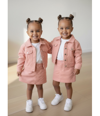 Draakjes en Boefjes Corduroy Set (Jasje & Rokje) - Coral