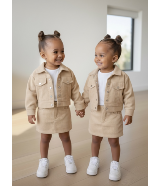 Draakjes en Boefjes Corduroy Set (Jasje & Rokje) - Beige