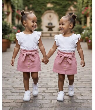 Draakjes en Boefjes Corduroy Button Skirt - Roze