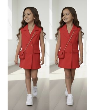 Elegance Blazer Dress Met Tasje - Rood