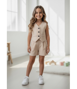 Gilet & Short Set - Beige