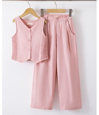 Gilet & Flared Pantalon - Roze