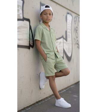 Polo Blouse & Short Set - Sage