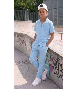 Polo Blouse & Trouser Set -  Blauw