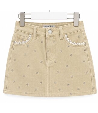 Spijkerrok met  hartjes - Beige
