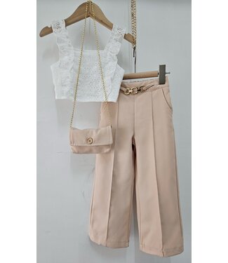 Pantalon & Top Set (Met Tasje) - Beige
