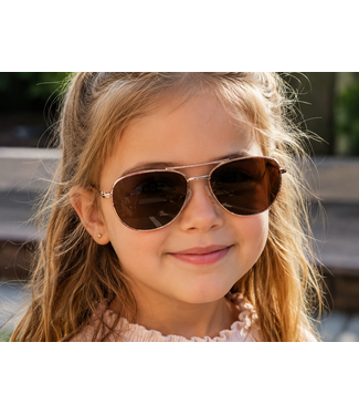 Kinder Piloten Zonnebril - Goud/Roze pootjes (5-8 jaar)
