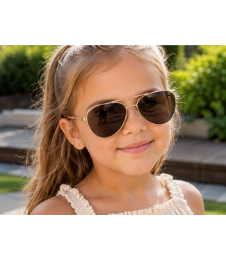 Kinder Piloten Zonnebril - Goud/Beige pootjes (5-8 jaar)
