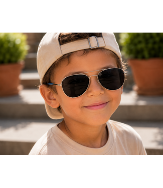 Kinder Piloten Zonnebril - Zilver/blauwe pootjes (5-8 jaar)