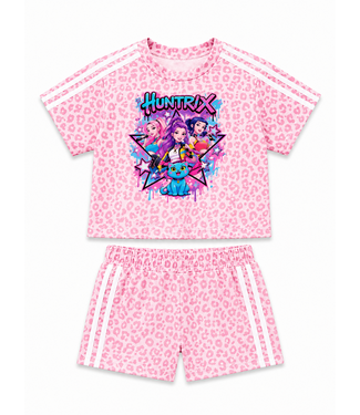 K-Pop Leopard Short Set - Licht Roze