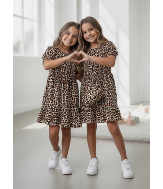 Leopard Summer Dress (Met tasje) - Bruin
