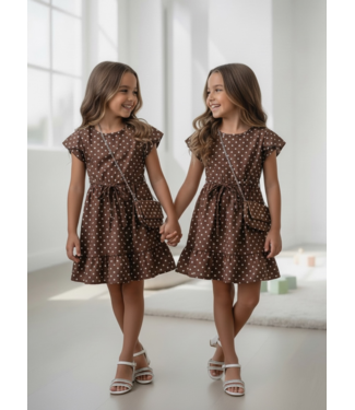 Dots Summer Dress (Met tasje) - Marron