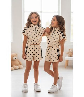 Dots zip short Set (2-Delig) - Beige