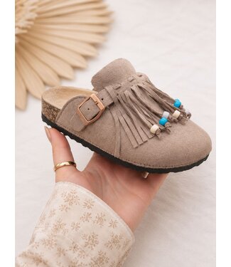 Suéde boho Clogs - Beige