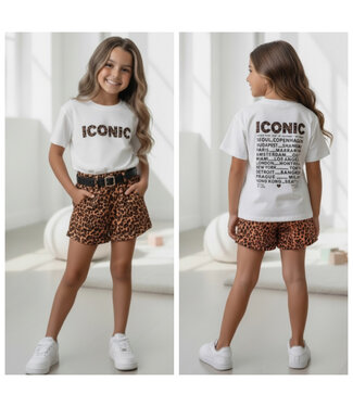 Iconic Leopard Short Set (2-Delig) - Bruin