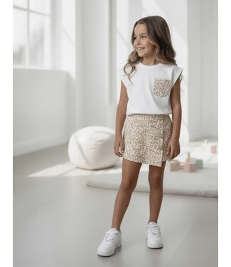 Leopard Button Skort Set (2-Delig) - Beige