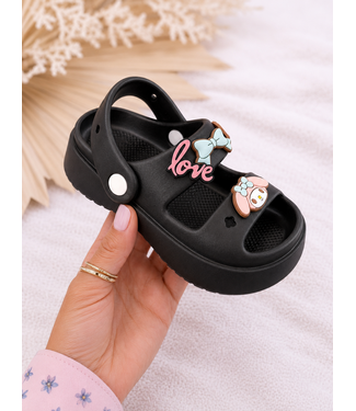 Love Sandalen (Met Jibbitz) - Zwart