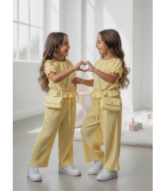 Top & Plisse Set - Dots Geel