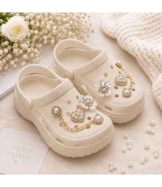 Glamour Flower Clogs - Beige (Verzenddatum 25 mei)