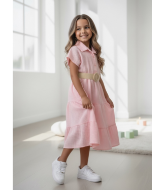 Mousseline Long Dress (Met Riem) - Roze