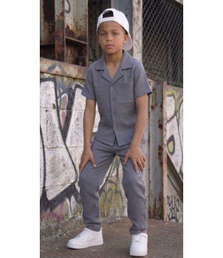 Polo Blouse & Trouser Set - Grijs
