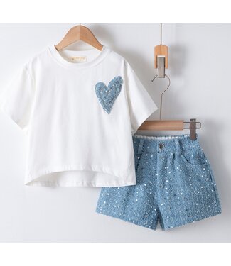 Glitter Heart Set - Blauw/Wit (verzenddatum 25 mei)