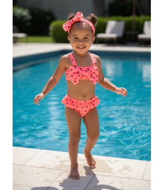 Dots Bikini Met Haarband - Coral
