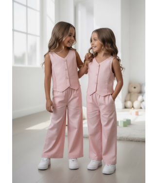 Gilet & Flared Pantalon - Roze