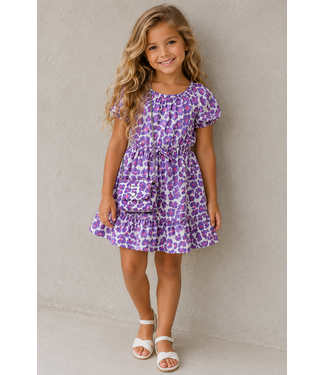 Leopard Summer Dress (Met tasje) - Paars (Verzenddatum 28 mei)