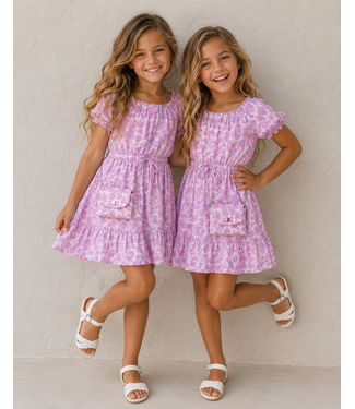 Leopard Summer Dress (Met tasje) - Lila (Verzenddatum 28 mei)