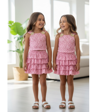 Flower & Leopard Skirt Set