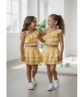 Dots Ruffle Skirt Set - Geel