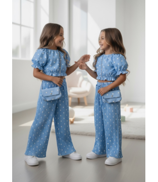 Top & Plisse Set - Dots Blauw