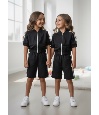 Vest & Short Stripe Set - Zwart